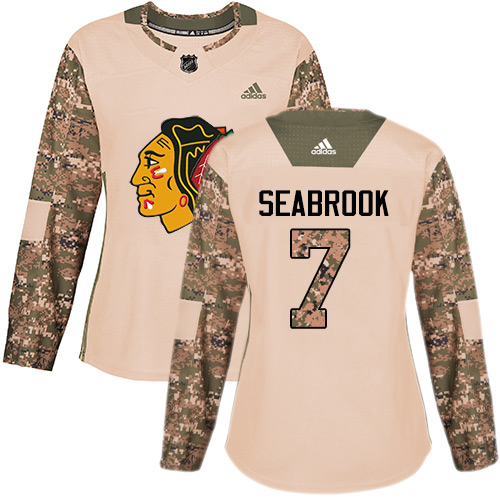 Adidas Blackhawks #7 Brent Seabrook Camo Authentic Veterans Day Women's Stitched NHL Jersey - Click Image to Close